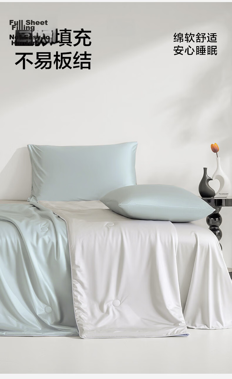 Wuyinliangpin Class A Cooling Ice Silk Summer Quilt, Deep Sleep Temperature Control Thin Quilt, Machine Washable Air Conditioning Comforter, 150*200cm 7