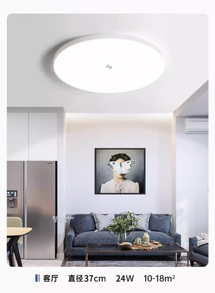 Biuyum Radar Sensor LED Ceiling Industrial Waterproof Light Engineering Stairway Corridor Ultra-thin Motion Sensor Smart Light 18W Diameter 30cm 18