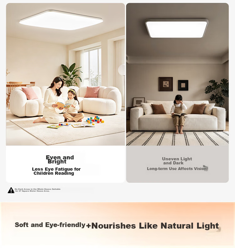 BULL Micro-Crystalline Ceiling Light, Living Room Main Light, Smart Full-Spectrum Eye Protection, IP40 Triple Protection, Lamp Installation Included, XD09 11