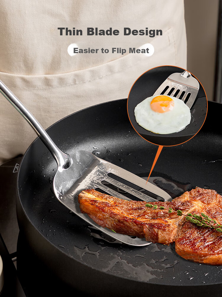 Banwu Life 316 Stainless Steel Mushroom Shovel Food Grade Mushroom Spatula Household Stir Fry Spoon High-end Iron Wok Spatula 21