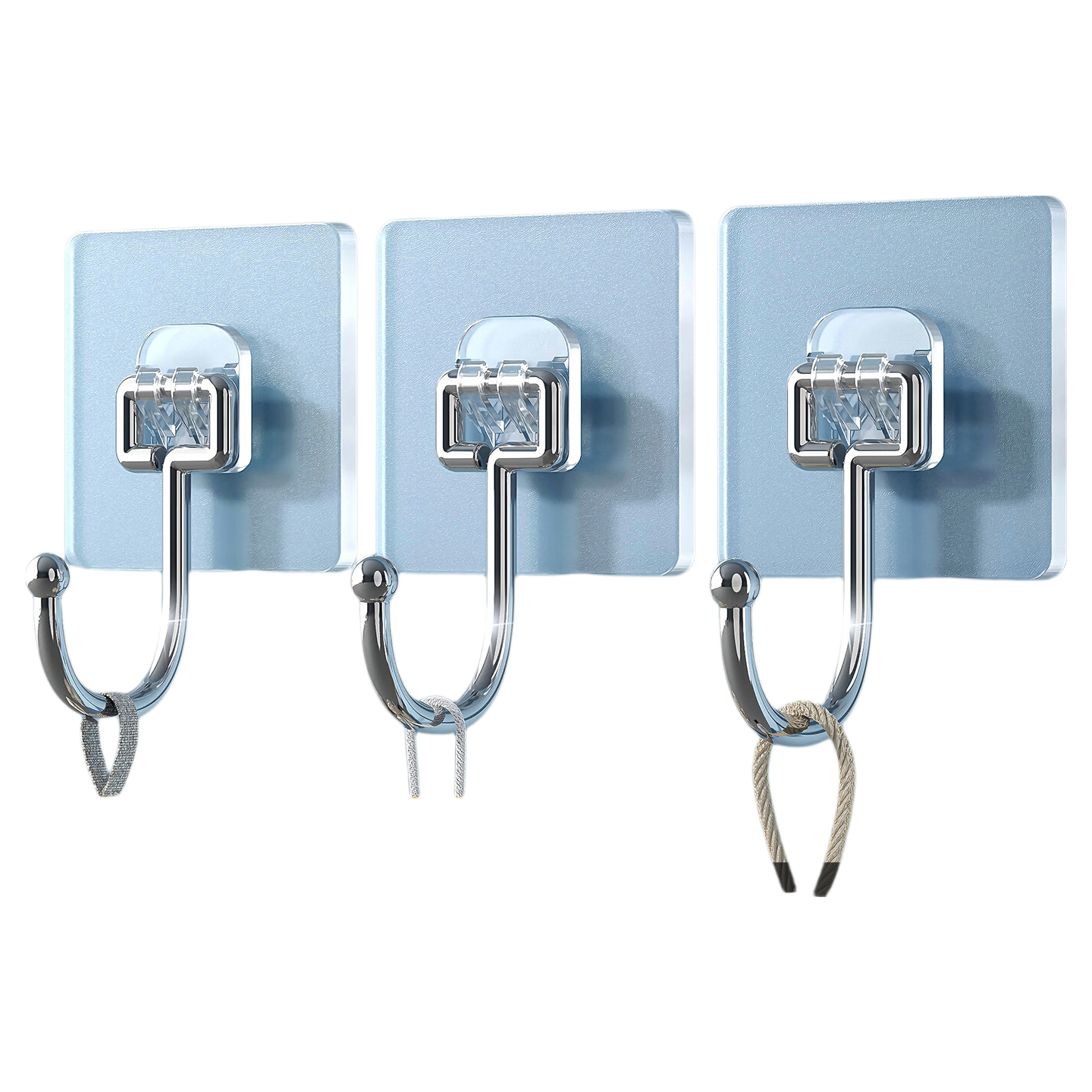 Baicaoyuan Heavy Duty Adhesive Wall Hooks, No Drilling, Thickened Curved Hooks, Strong Load Bearing, Dormitory Use, Pack of 20