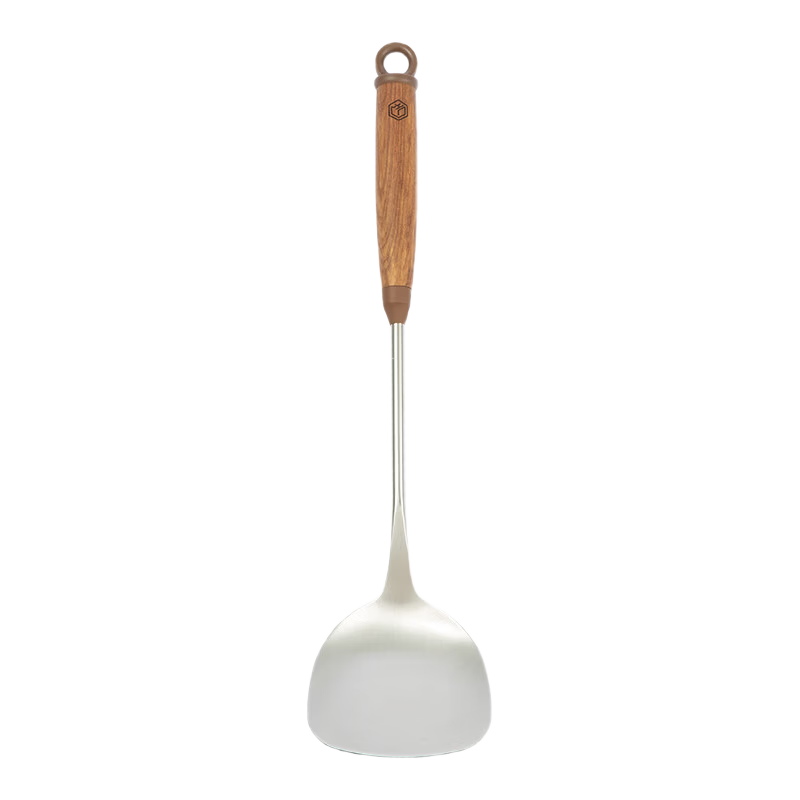 JD Original Spatula, 316 Stainless Steel Cooking Spatula, Wok Turner, Rosewood Long Handle, Silicone Pad, Heat-Resistant, Non-Stick