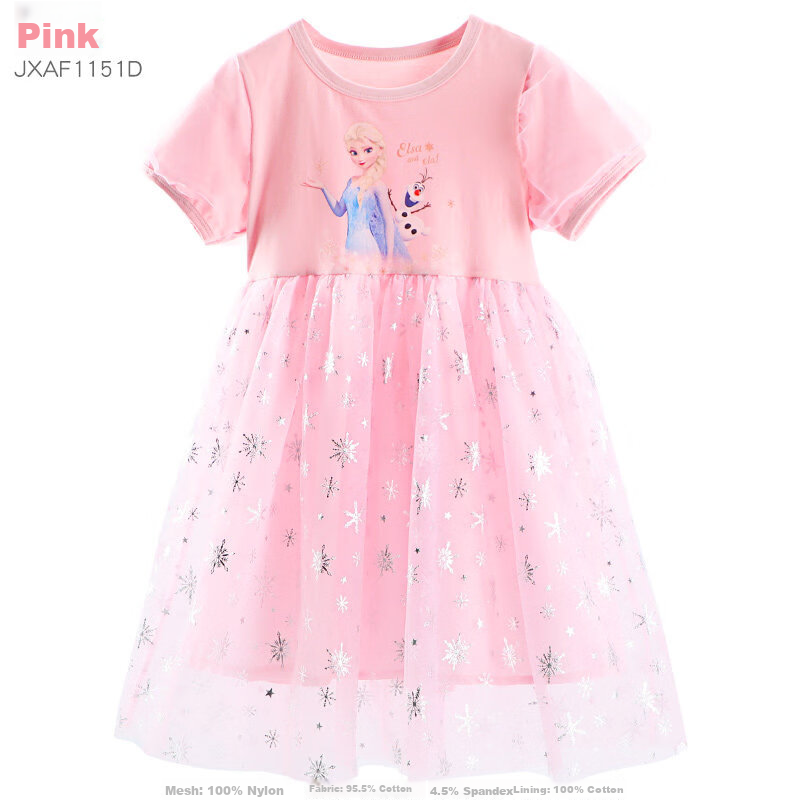 Disney Elsa Girls Summer Dress Frozen Princess Toddler Clothing