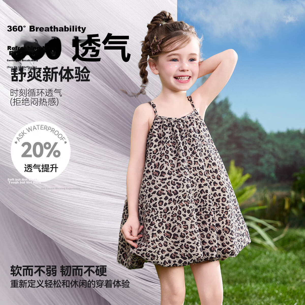 ASK JUNIOR Kids Summer Leopard Print Sleeveless Bubble Dress for Girls 2