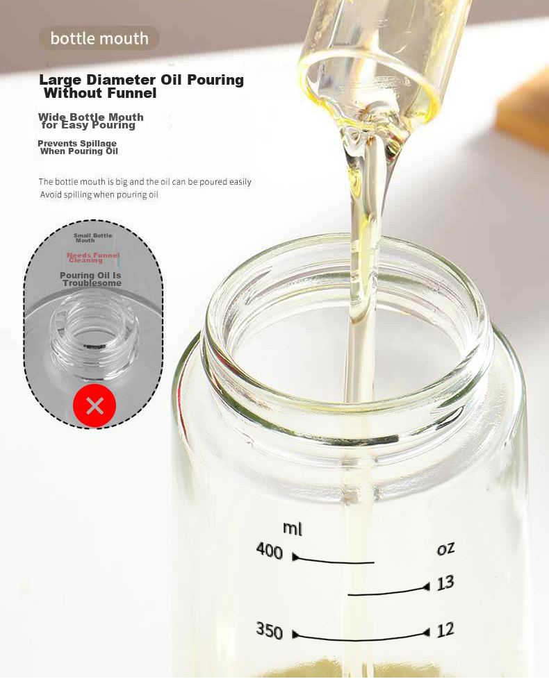 Mengtin Automatic Opening and Closing Oil Dispenser Kitchen Glass Pouring Bottle Soy Sauce Vinegar Seasoning Bottle Oil Container 470ML 4