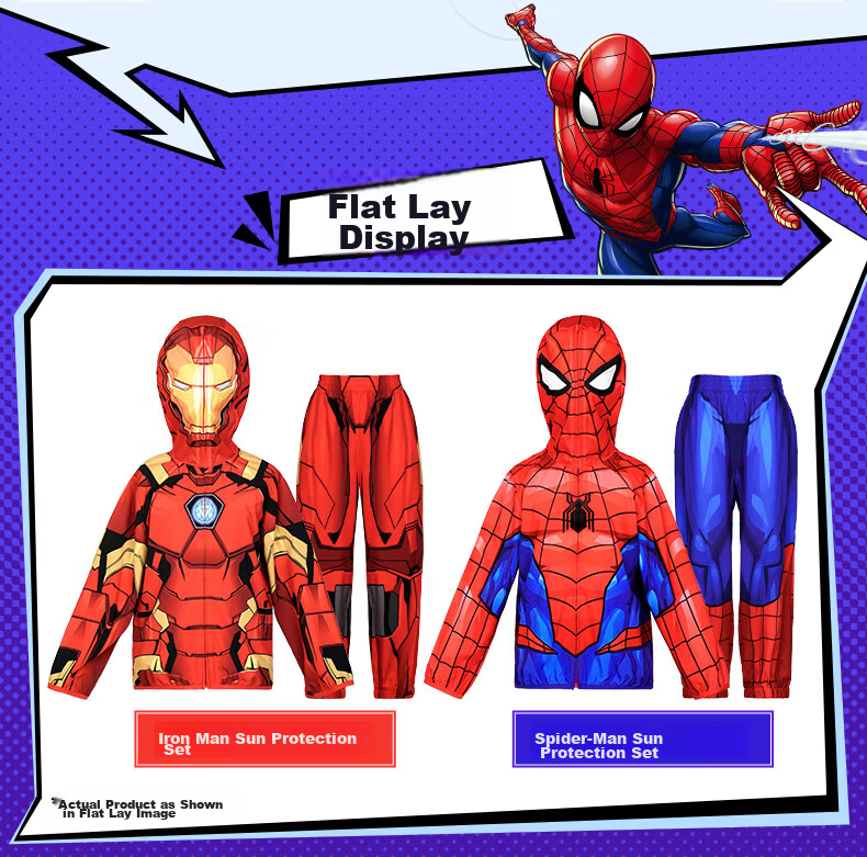 Disney 2026 New Iron Man Summer Boys' Sun Protection Jacket Breathable Cooling Travel Shirt 140CM Children's Day Gift 2
