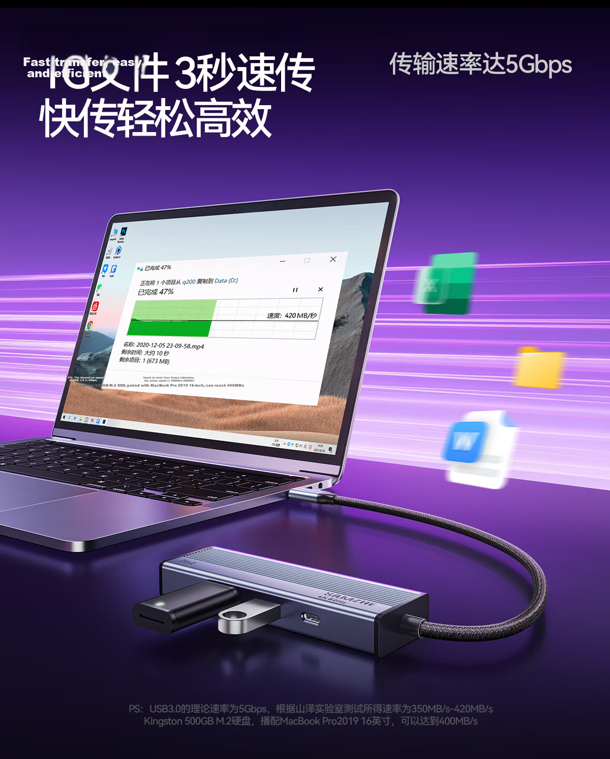 ShanZe Type-C to DP 4K60Hz Docking Station USB3.0 Adapter for MacBook Huawei Laptop Expansion 10