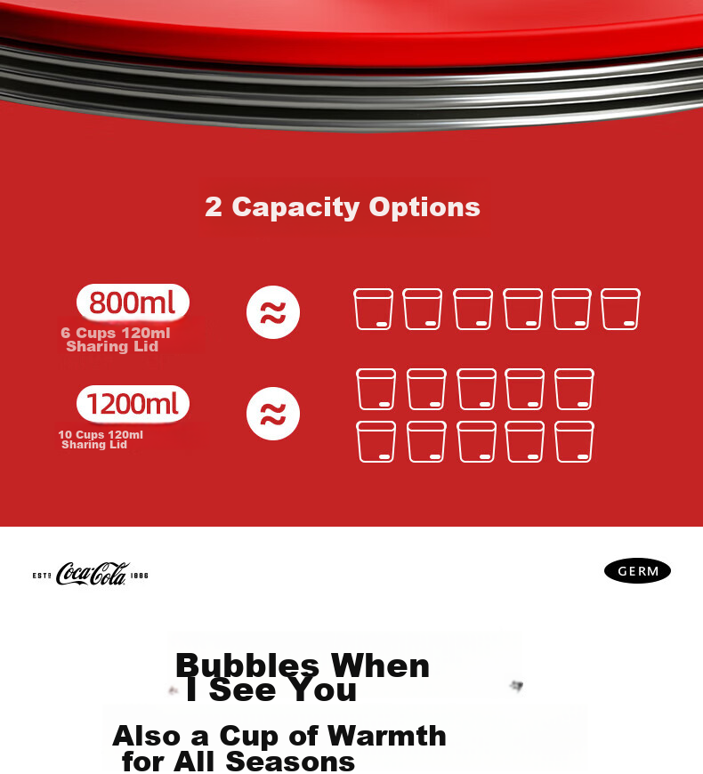 Germ Coca-Cola Collaboration Rhythm Insulated Bottle GE-CK23AW-B35-1 Starlight White 800ml (Piece) 7