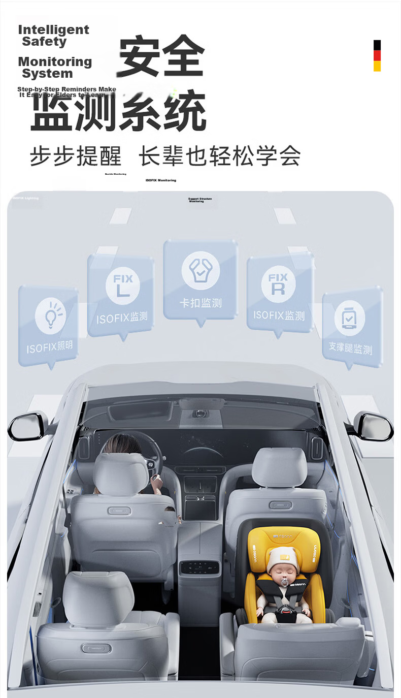 Osann Germany Children's Car Seat Starship Smart Edition 3rd Generation 0-12 Years Infant Car Seat Adjustable Sitting and Reclining 8