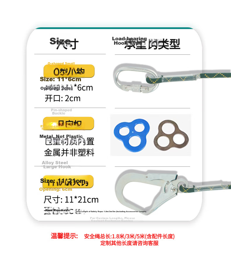 SHANDUAO High-Altitude Five-Point Full-Body Safety Harness New National Standard Air Conditioning Installation Outdoor Climbing Safety Rope Set AD9071 Mother and Child Buckle Separate Safety Harness 16