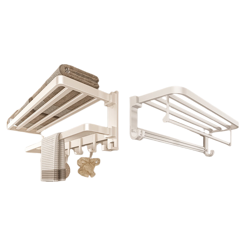 Baihan Towel Rack Storage Shelf, No Drilling Required, Bathroom Space Aluminum Bath Towel Hanger