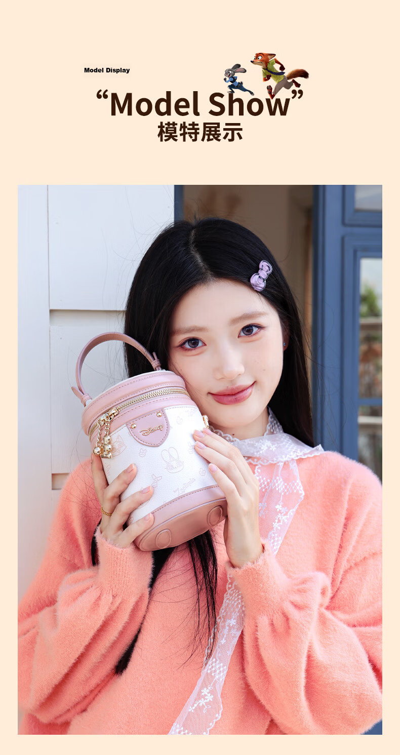 Disney Women's Fashion Bucket Bag Handheld Round Cylinder Crossbody Bag Birthday Gift for Girlfriend and Bestie 6