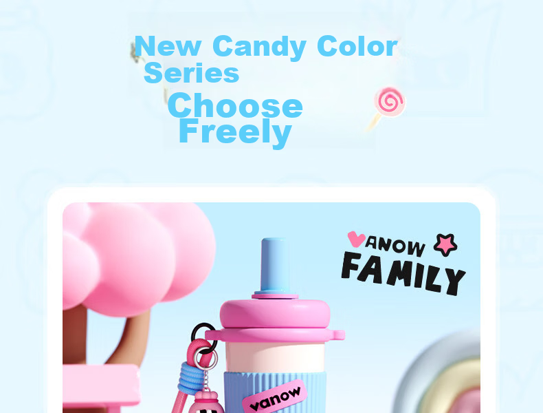 Vanow Kids Straw Insulated Water Bottle 2026 New High-Value Student Large Capacity Portable Cute Tumbler 23