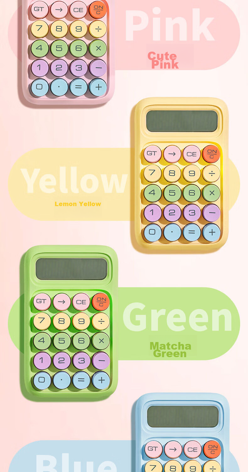 SUNWOOD Portable Student Calculator Macaron Mini Calculator Skin-friendly Mechanical Keyboard Elementary Simple Learning Supplies EC-1872 Sky Blue 4