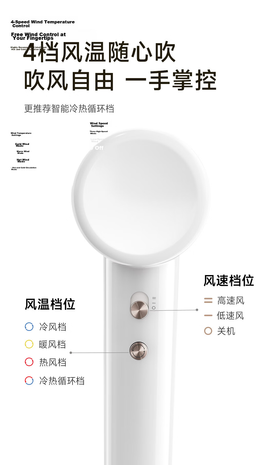 Dreame G10 High-Speed Home Hair Dryer High Power Quick-Dry Ionic Low Noise White Matte 9