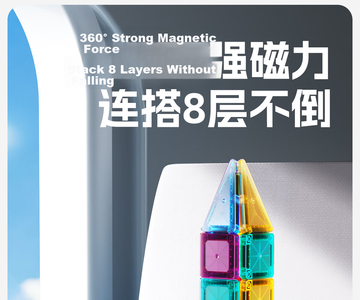 Xinge Diamond Surface Color Window Magnetic Tiles Children's Toy for Boys and Girls Ages 3-6 Magnetic Building Blocks Educational Birthday Gift 50 Pieces 15
