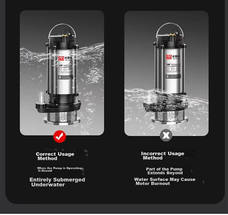 Milade Submersible Pump Household Well Water Pump 220V Stainless Steel Agricultural Sewage Pump Irrigation High Flow High Lift 42