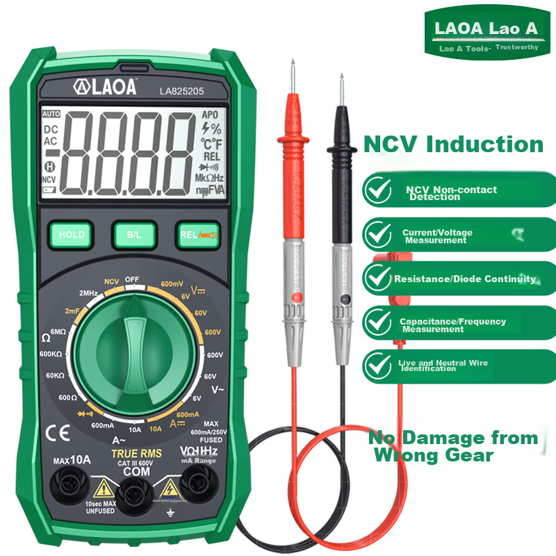 LAOA LA825205 Digital Multimeter Electrician Anti-Burn Voltage Current Capacitance Resistance Universal Meter