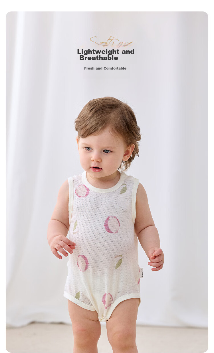 Babylove Baby Sleeveless Bodysuit Summer Cotton Mesh Jacquard Breathable Romper Cool Pajamas Summer Wear 1
