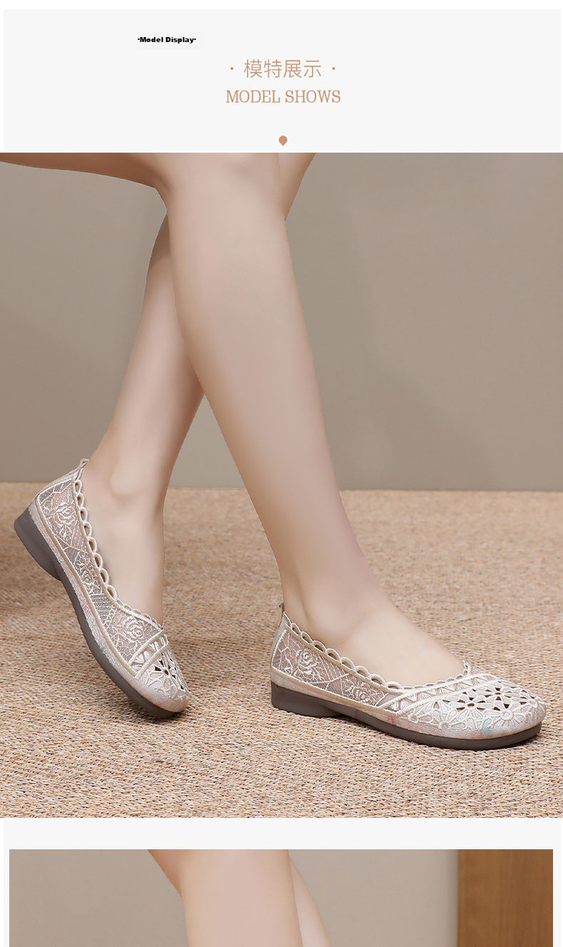Anglerfish Old Beijing Cloth Shoes Women Summer Middle-aged and Elderly Comfortable Mom Mesh Breathable Casual Shoes A6013 Pink 38 15