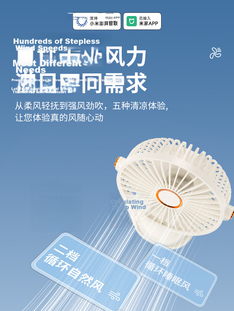 Cobins Desktop Mini Clip Fan Portable USB Rechargeable Small Fan for Students Dorm Bedside Baby Stroller Outdoor Camping Blue 12