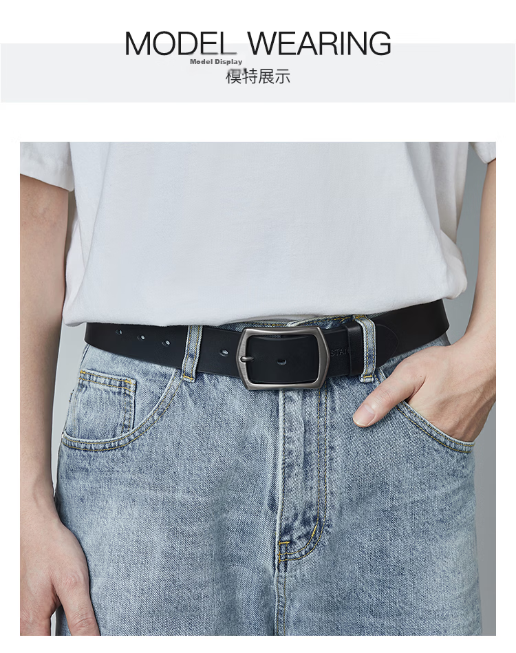 BOSTANTEN Minimalist Korean Style Men's Casual Leather Belt with Pin Buckle, Trendy and Versatile Waistband for Men, Perfect Birthday Gift for Boyfriend 12