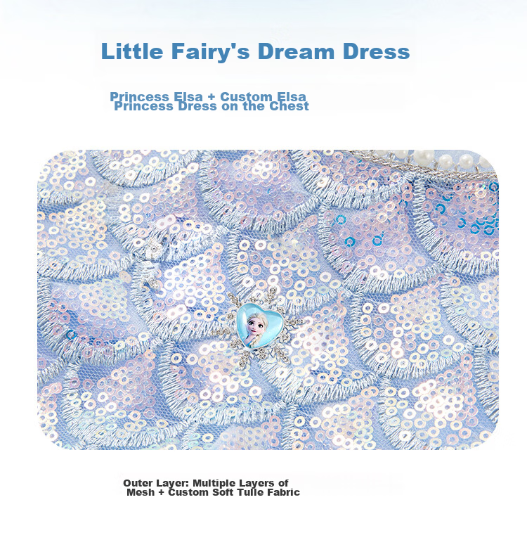 Disney Elsa Princess Dress Girls' Dress 2026 Spring New Birthday Tulle Dress Children's Clothing 3