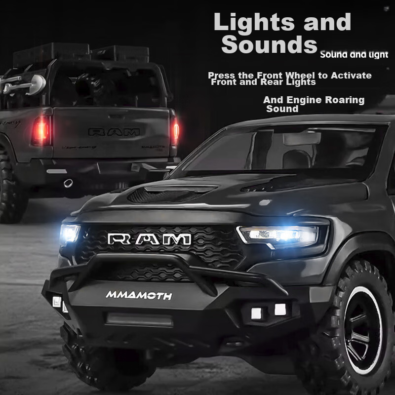 Chiyu Chewan Dodge Mammoth Pickup Truck Toy Realistic Alloy Off-Road Truck Car Model Toy Boys Gift 2