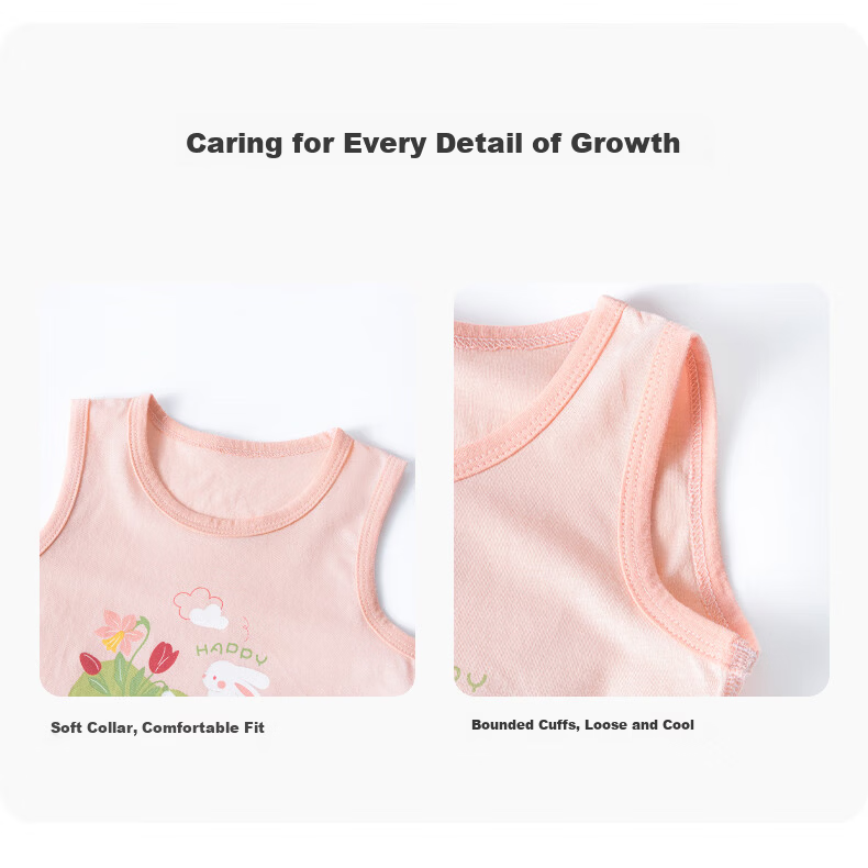 Tonglian Chuxin Baby Vest 3-Pack Summer Bamboo Cotton Sleeveless Thin Outerwear Infant Toddler Girls Children's Top 16
