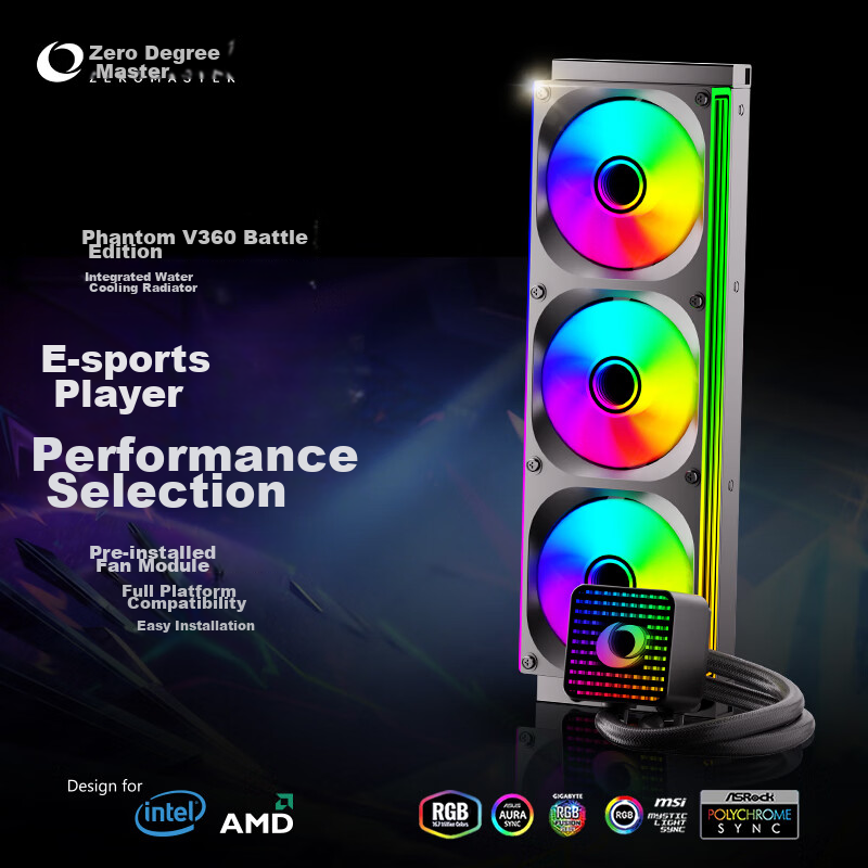 ZeroMaster 360 Mirage All-in-One Liquid Cooler Multi-Platform ARGB Sync Water Block