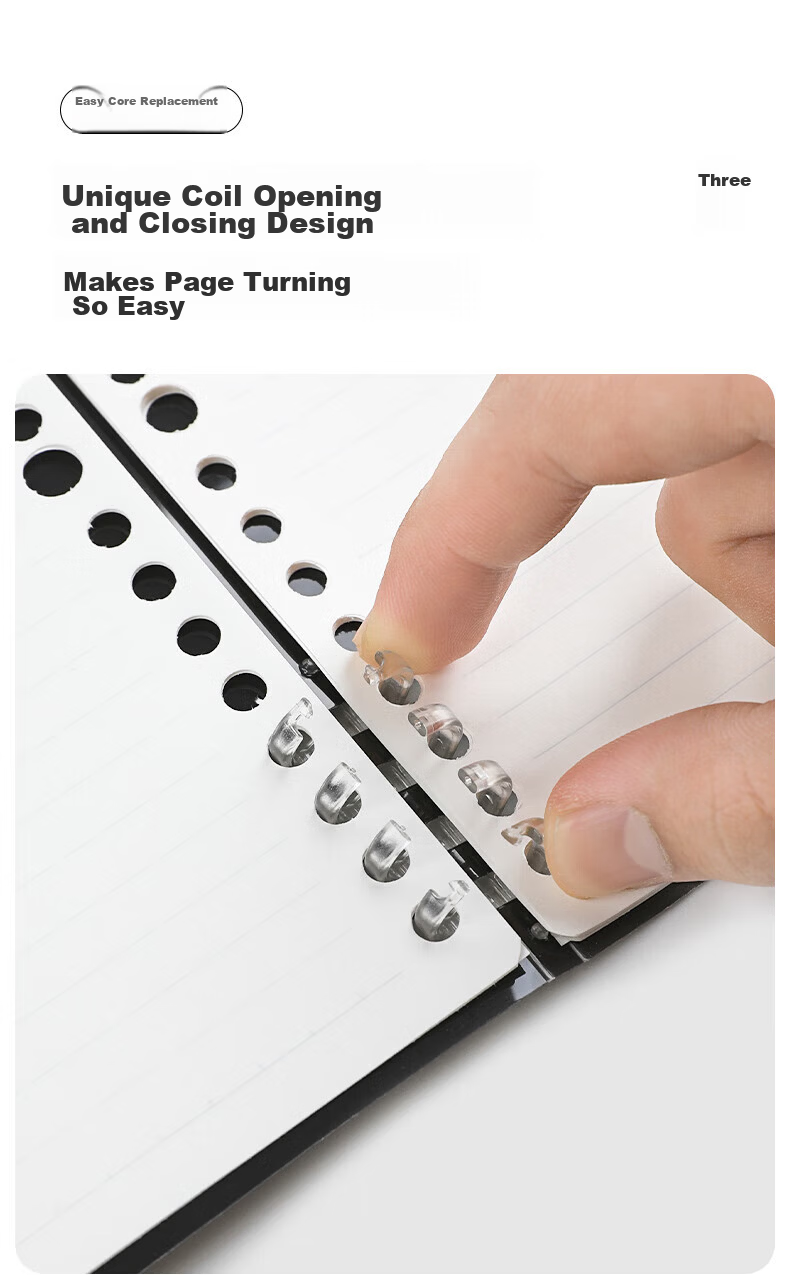 King Jim KINGJIM B5 8-Hole Loose-Leaf Notebook, Lightweight Detachable Coil, Refillable, Transparent 9855TTE-GSN B5 4