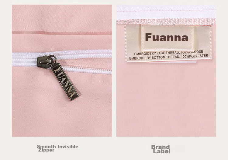Fuanna 60S Lyocell Tencel Cooling Four-Piece Bedding Set Double Extra Large Summer Sheet Duvet Cover Pillowcase 230x229cm Pink 10