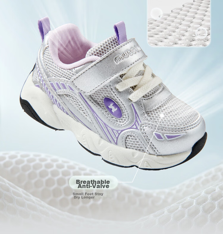 Mutong Kids Sports Shoes Spring Autumn Boys Retro Silver Trendy Running Mesh Casual Shoes Girls Sweet Cool Purple Size 29 16