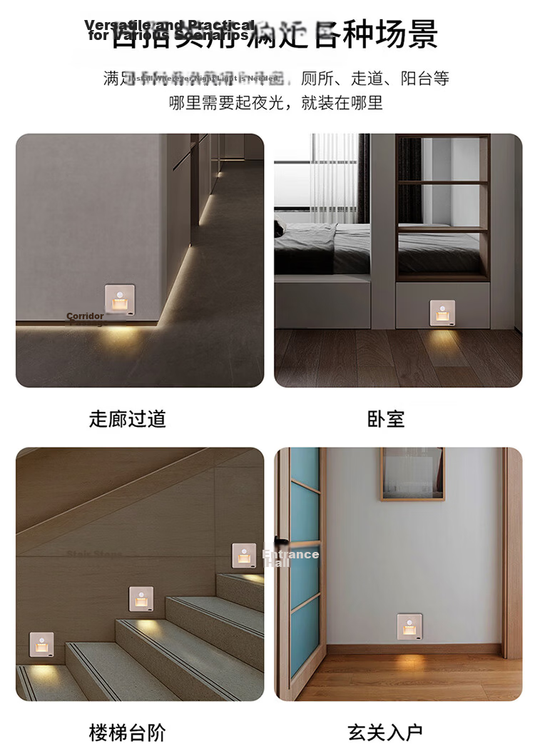 NVC Human Sensor Smart LED Embedded 86-Type Footlight Spotlight Corridor Ambient Night Light 1