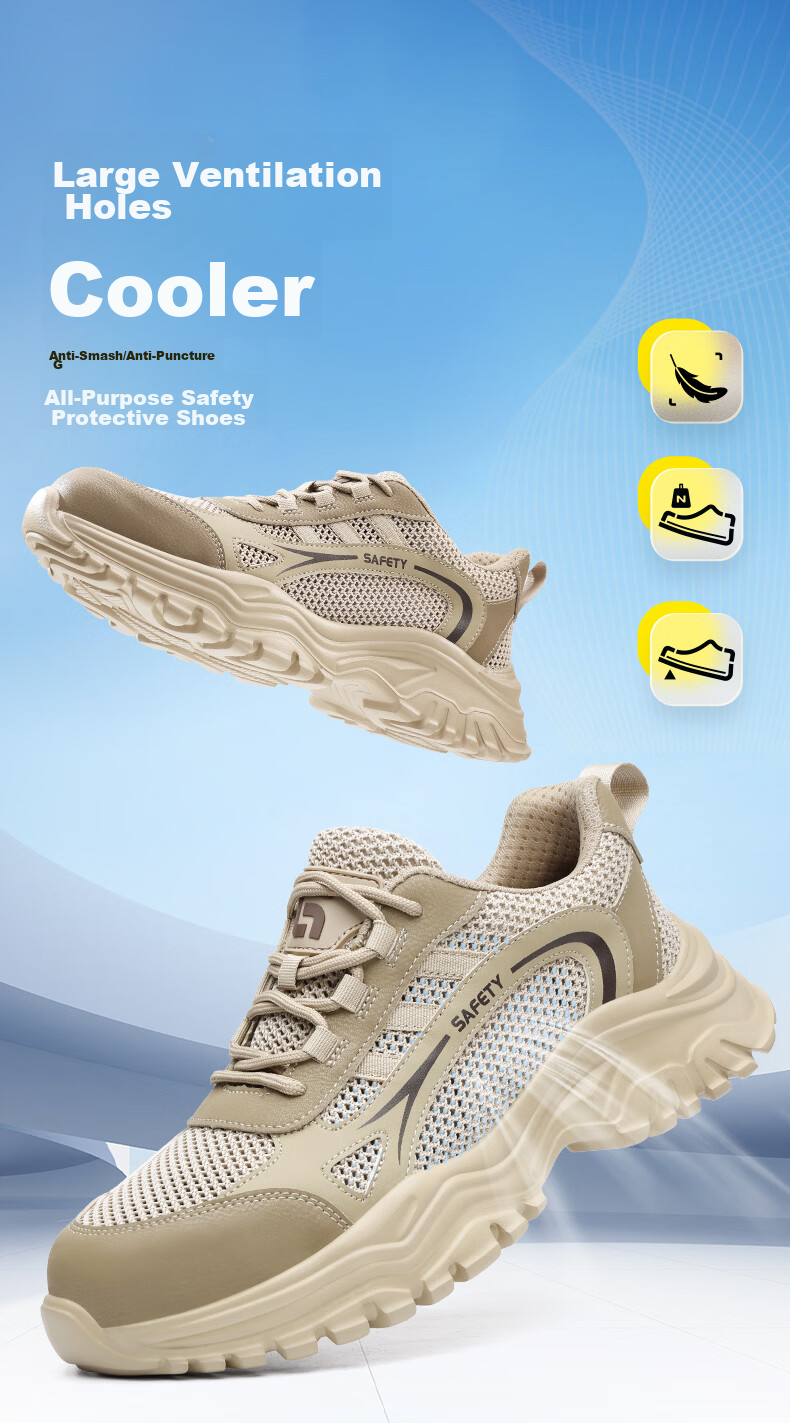 JUNBU Men's Safety Shoes Steel Toe Anti-Smash Anti-Puncture Ultra-Light Soft Sole Comfortable Worksite Safety Shoes 5008BK Size 45 1