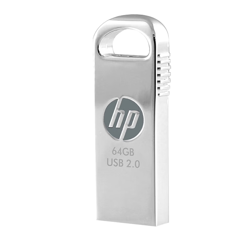 HP 32GB Metal USB Flash Drive V206W, Silver Metal, Mini Cute Student-Specific USB Drive for Computer And Car Use, System Reinstallation, Portable Office High-Speed Read/Write
