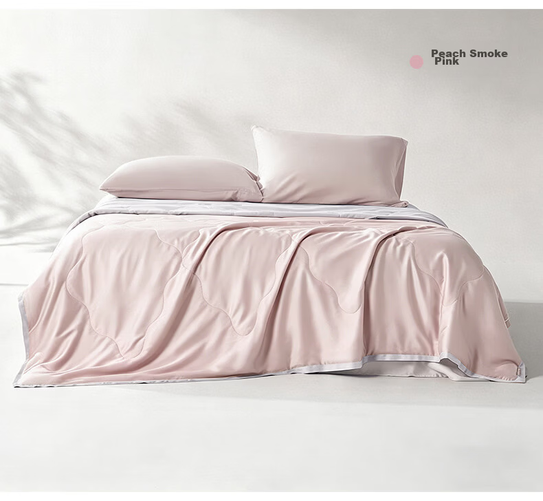 Taihu Snow 100% Mulberry Silk Summer Quilt Tencel Air Conditioning Quilt Washable Summer Blanket Class A Antibacterial Peach Smoke Pink 2*2.3m 17