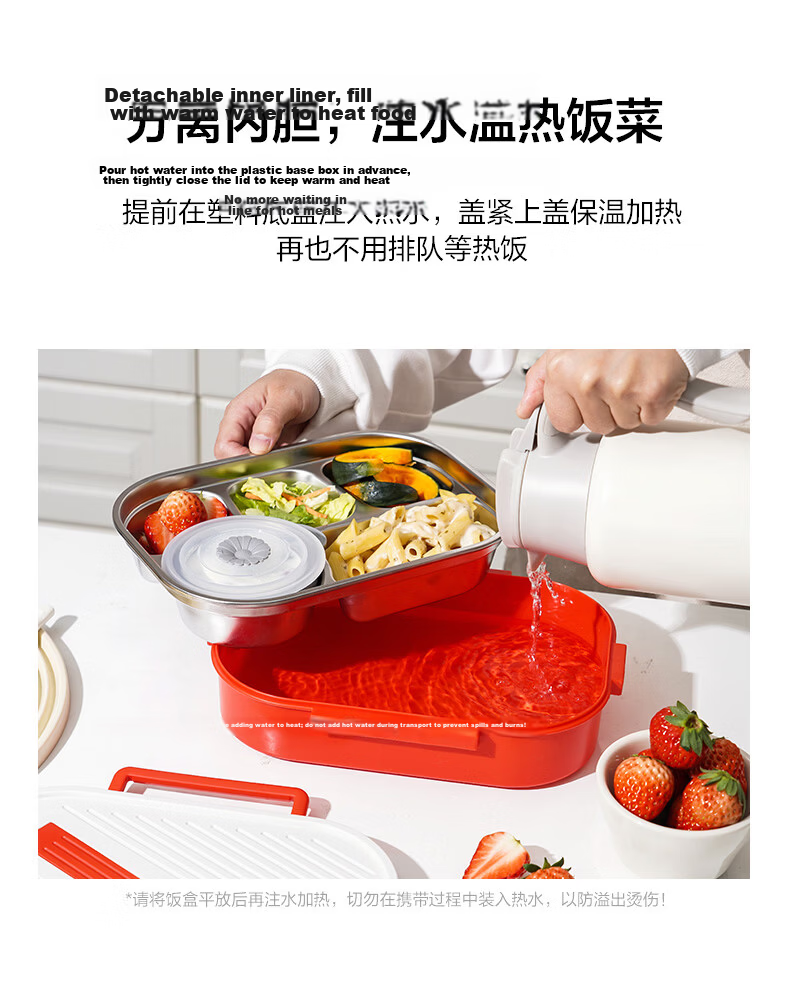 LOCK&LOCK Diamond Pattern Large Capacity Stainless Steel 5-Compartment Lunch Box 1.5L Gray with Free Lunch Bag 9