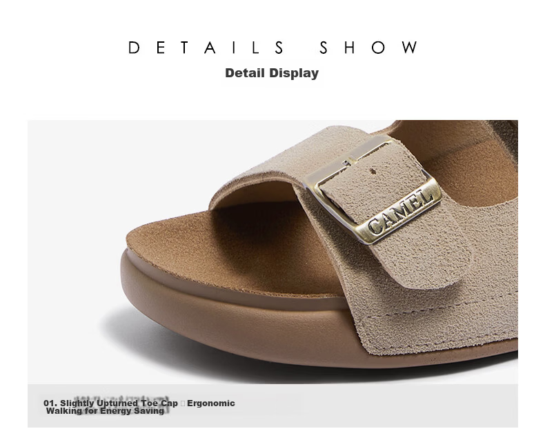CAMEL Birkenstock Style Women's Casual Versatile Outdoor Slide Sandals L26M504022 Blue (Suede) Size 36 5