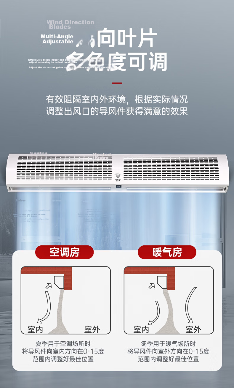 DIAMOND Air Curtain Machine Commercial Silent Elevator Powerful Industrial Cold Storage Air Door Curtain 1 Meter Switch Model 10
