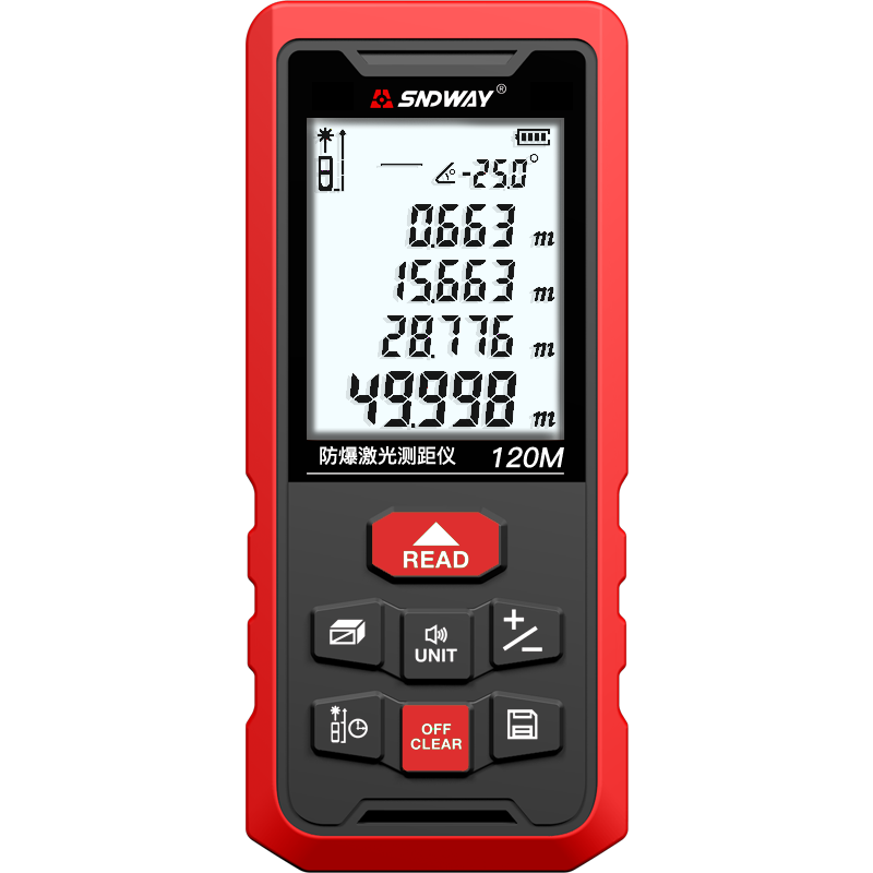 SNDWAY Explosion-Proof Laser Distance Meter Infrared High-Precision Electronic Laser Measure Red Light SW-120D Explosion-Proof