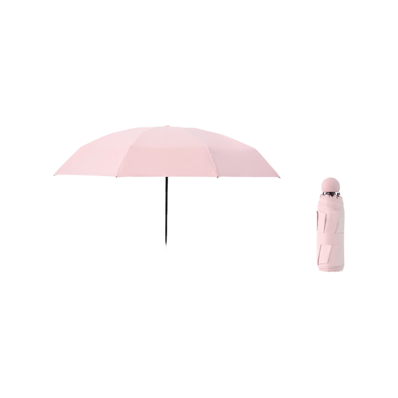Paradise Umbrella UV Protection Folding Mini Portable Pocket Capsule Umbrella Black Coating Sunshade Cherry Blossom Pink