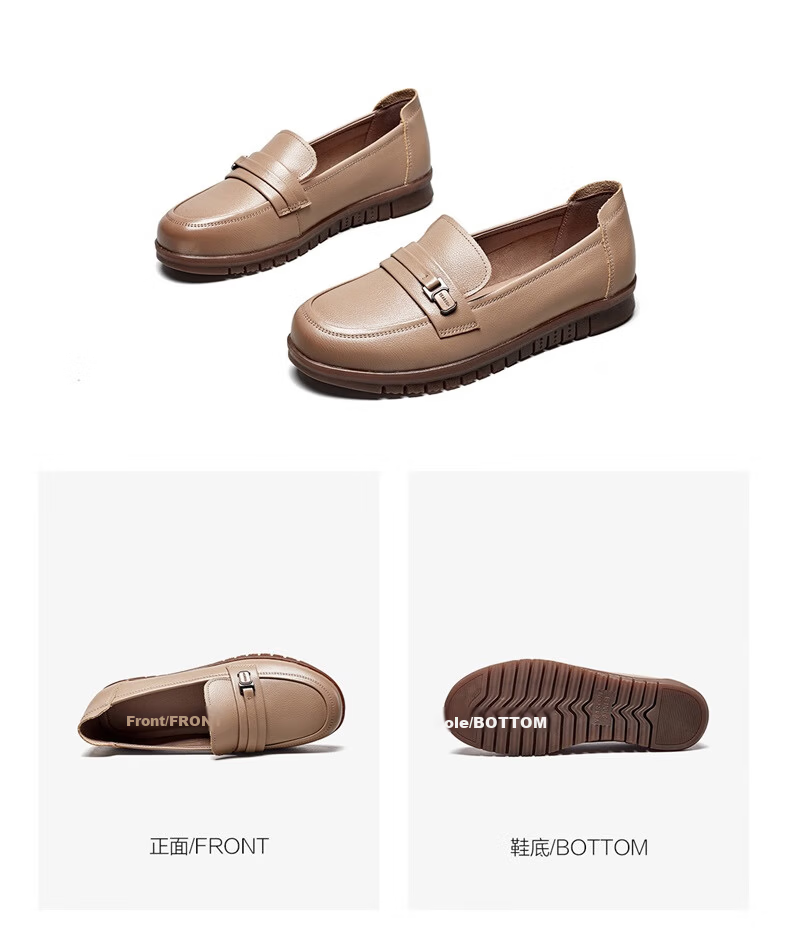 Eierkang Women's Loafers Wide Fit Large Size Single Shoes Middle-aged and Elderly Mom Shoes 11759W Off-white 36 11