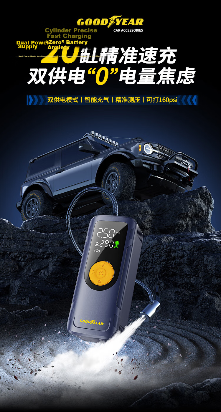 Goodyear Portable High-Pressure Wireless Car Tire Inflator Pump for Vehicles and Bicycles 18