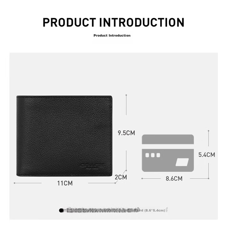 COACH Men's Short Folding Leather Wallet Card Holder Black CR911 Gift 1