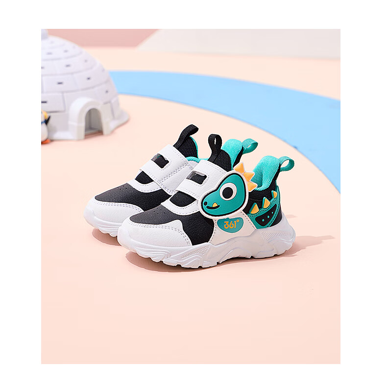 361° Children's Shoes, Toddler Walking Shoes for Spring, Boys And Girls Aged 1-3, Cartoon Baby Shoes, Black, Size 23 22