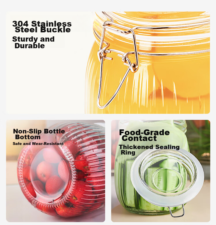 JD Jingzao KATA Glass Sealed Storage Jar Household Glass Bottle Wine Fermentation Pickle Jar 1L 2-Pack 3