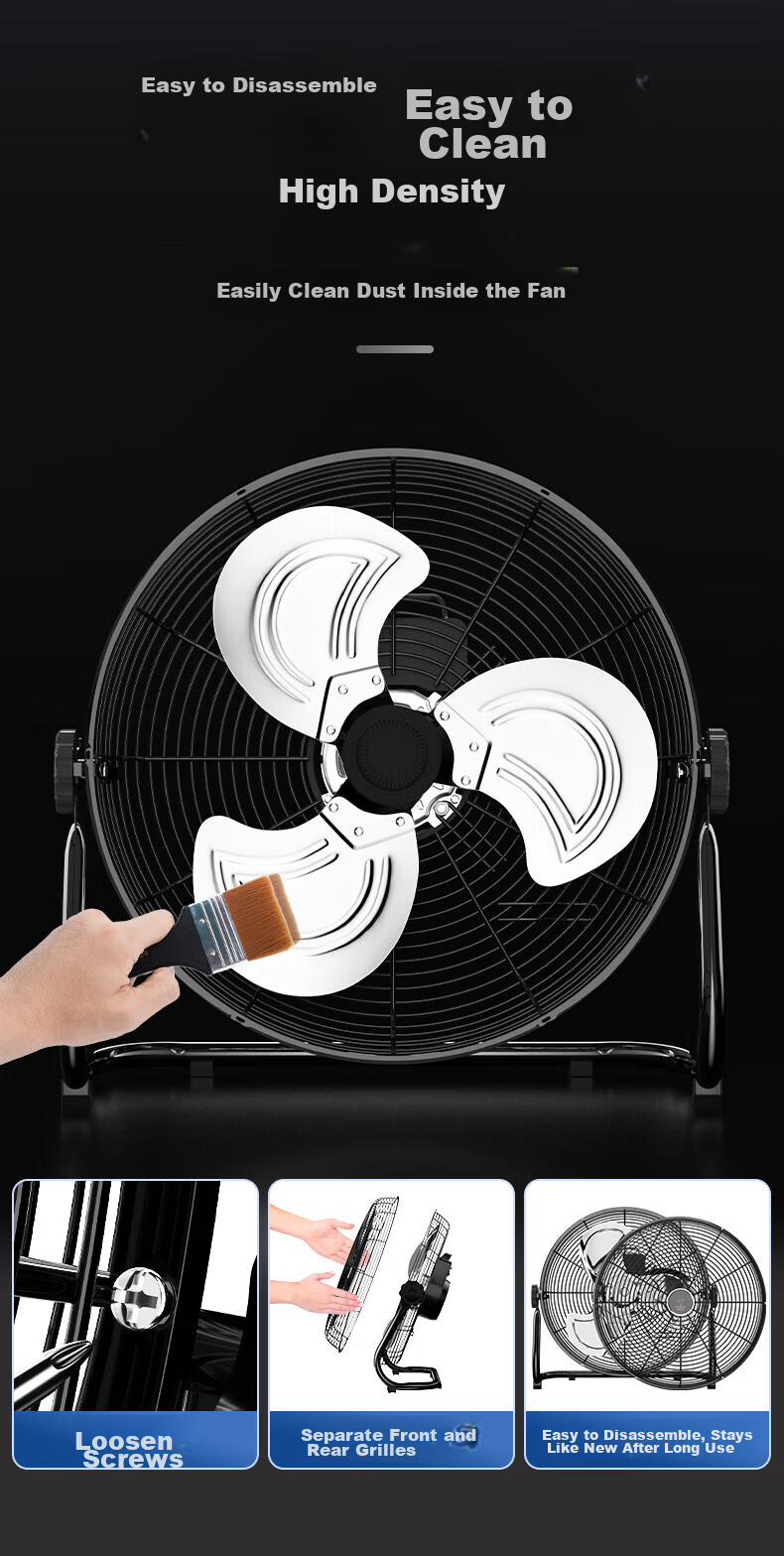 Diamond Brand 16-Inch Industrial Floor Fan Powerful Oscillating Desktop and Floor Fan TF1601 12