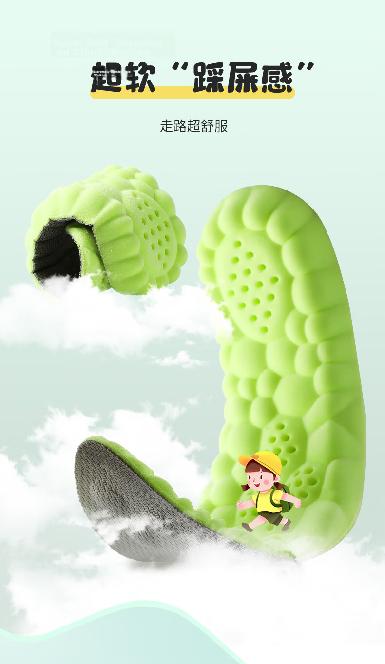 FOOTOPPO Children's Insoles, Antibacterial And Sweat-Absorbing, Mugwort Deodorizing, Comfortable Ultra-Soft Sports Thickened Insoles for Girls 5
