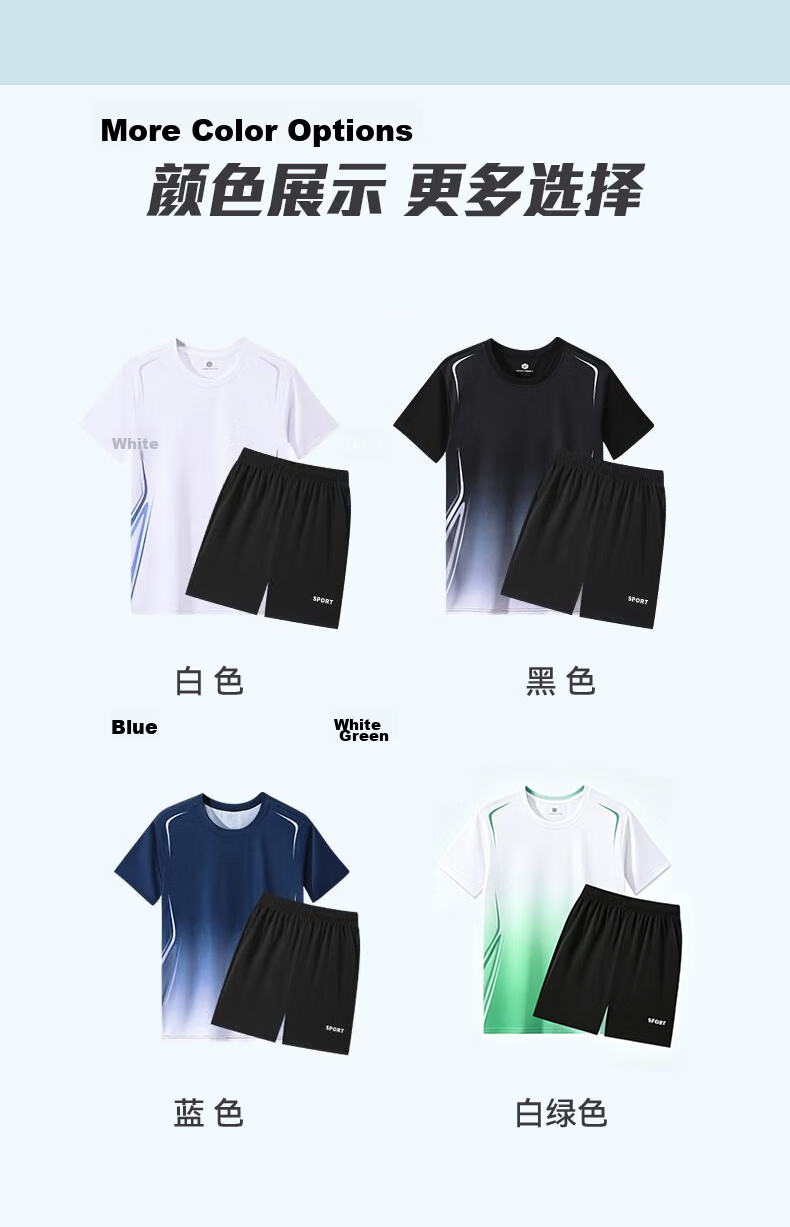 VICTORIATOURIST Summer Ice Silk Quick-Dry Running Sports Set for Men and Women, Short Sleeve T-Shirt and Shorts, Couple's Basketball Badminton Fitness Apparel 13